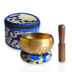 4 inch hand hammered singing bowl set meditation & sound healing bowl with wooden mallet, cushion & gift box perfect mindfulness christmas gift, yoga & stress relief tool made in nepal