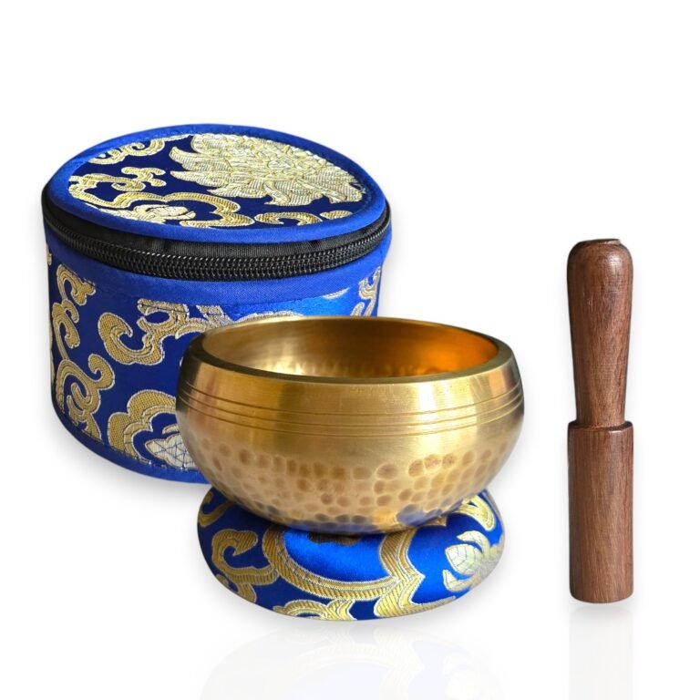 4 inch hand hammered singing bowl set meditation & sound healing bowl with wooden mallet, cushion & gift box perfect mindfulness christmas gift, yoga & stress relief tool made in nepal