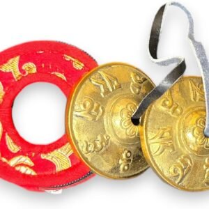 tingsha cymbals with om mani padme hum mantra – handcrafted in nepal – clear, crisp sound for meditation, yoga, reiki & rituals – includes handmade case